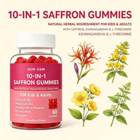 Gummies au Safran 10-en-1 Marque Blanche avec Ashwagandha, L-Théanine, Magnésium et Zinc pour l'Équilibre Hormonal et l'Humeur des Adultes