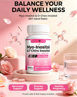 Capsules personnalisées à marque privée 90 unités Myo-Inositol & D-Chiro Inositol, favorisent l'équilibre hormonal et la santé ovarienne pour les femmes
