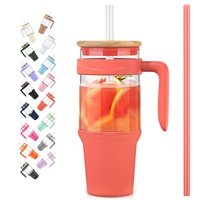 Fournisseur de l'usine 40 oz gobelet à boire pour le café glacé en gros en vrac Design créatif gobelet en verre avec paille