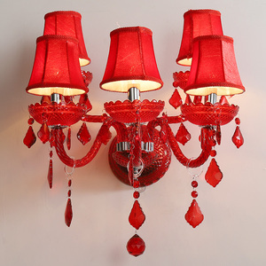 Modern Art Red Glass Wall <strong>Light</strong> Luxury Crystal <strong>Sconce</strong> for Hotel Lobby Restaurant Contemporary Interior Lighting - Product Image 1