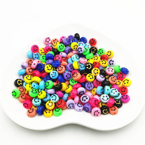 Plastic Acrylic Smile Face <b>Beads</b> 6x10mm Flat Round <b>Loose</b> <b>Beads</b> For Jewelry Making Mixed Colors 100Pcs Per Pack - Product Image 4