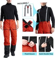 Celana Ski Salju Pria Custom, Anti Air, Bernapas, Pelindung UV, Berlapis Fleece, Kancing & Ritsleting, Hiking Outdoor, Dilengkapi Tali Selempang