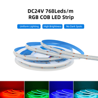 Bande LED Découpable 576 768 Leds RA90 COB Lumière RGB 24V Home Decor Office Uniform Cabinet Lighting Addressable Cob Led Strip