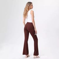 Pantalon évasé taille haute ample et extensible pour femme, coupe décontractée, longueur pleine, en Spandex/Polyester, nouvelle collection été