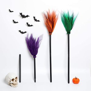 Balai de sorcière miniature détachable de 90 cm en gaze, accessoire de cosplay pour fête, décoration d'Halloween et de fêtes - Product Image 2