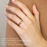 Vente en gros de bagues bijoux en acier inoxydable pour femmes cristaux de haute qualité pierre de naissance véritable pierre précieuse bague de naissance