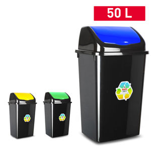 Cestino per rifiuti da 50 litri in plastica resistente e riutilizzabile per l'organizzazione domestica, colori assortiti - Product Image 1