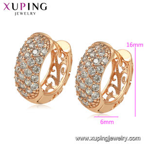98816 <span class=keywords><strong>Xuping</strong></span> Aros Pendientes Joyería Estilo Español Diseño de Lujo en <span class=keywords><strong>Oro</strong></span> Aretes <span class=keywords><strong>Oro</strong></span> Mujer Circonitas Pendientes Huggie - Product Image 2