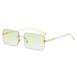Lunettes de soleil rectangulaires pour femmes <span class=keywords><strong>2022</strong></span>, lunettes de soleil carrées de créateur sans monture avec logo personnalisé, lunettes de soleil pour femmes - Product Image 5