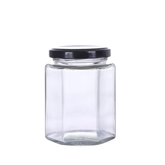 Honeycombed honey glass jars
