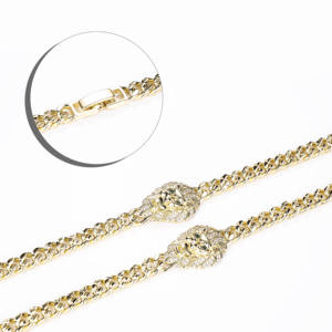 CM Modeschmuck Messing 14 Karat vergoldet Löwenkopf kubanische Kette Hip Hop Armbänder Zirkon Grüne Augen ID Armband für Frauen Geschenk - Product Image 1