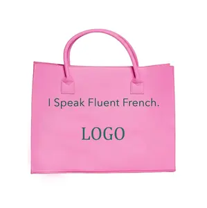 Wholesale Custom Vegan Leather I Speak Fluent French Tote Bag Handbag for Women Purses