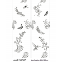 FG39608 Carreaux de porcelaine mats pour murs intérieurs, 300*900, à imprimé floral et oiseaux, style campagnard américain unique, vente directe usine