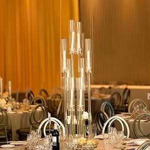 Candelero acrílico alto de cristal transparente moderno de alta calidad de 8 cabezas para centros de mesa de boda decoración del hogar decoración de fiesta - Product Image 2