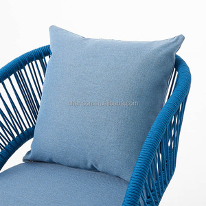 Modern Rope Patio Furniture Balcony Coffee Table <strong>Bistro</strong> <strong>Set</strong> <strong>4</strong> <strong>Seater</strong> Round Table Restaurant Dining <strong>Set</strong> With Cushions - Product Image 3