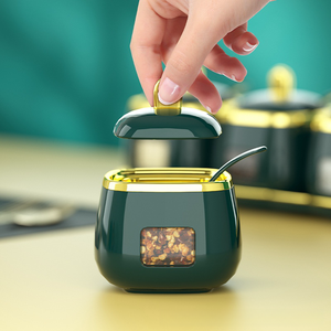 Europe Style PP+PS Material Emerald-green Aqua 3 <strong>Jars</strong> &amp; 4 <strong>Jars</strong> Seasoning <strong>Containers</strong> Combination <strong>Set</strong> With Tray - Product Image 4