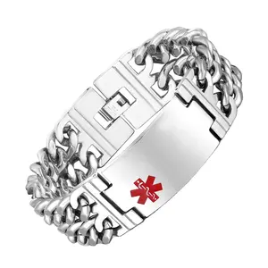 Hot Sale Schmuck Medical Logo gebogen Marke Edelstahl Doppels chicht Armband