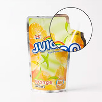 Sachets en plastique personnalisés pour boissons liquides avec paille, pour machine de remplissage de jus en aluminium, pochettes verticales à bec verseur