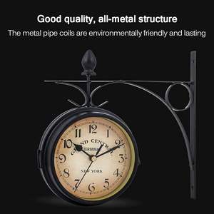 5-Inch Indoor <strong>Outdoor</strong> Double-Sided Hanging <strong>Clock</strong> Iron Metal Frame Glass Lens Quartz Crystal Movement <strong>Weatherproof</strong> Wall <strong>Clock</strong> - Product Image 5