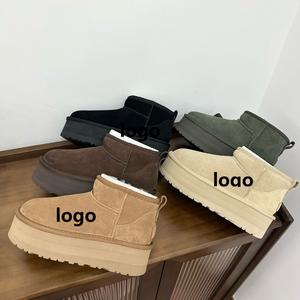 ספל מותאם אישית חם עור מטושטש עגל מקורה חיצוני שלג בחורף fluffy sheppy עם pvc insole unisex - Product Image 5