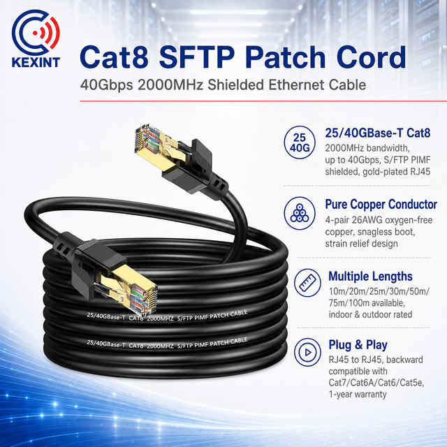Indoor Outdoor Cat6 Cat6A Cat7 Cat8 SFTP Patch Cord 10M 20M 25M 30M 50M Ethernet LAN Network Cable Communication Cables