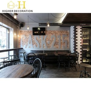 Décoration de café vintage avec vitrine en bois présentoir présentoir pour mettre des <span class=keywords><strong>perles</strong></span> de café et des tasses avec lumière LED - Product Image 5