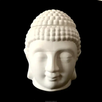 Pot à bougie en verre vide blanc mat/noir mat récipient en forme de tête de bouddha avec couvercle boîte à bougie