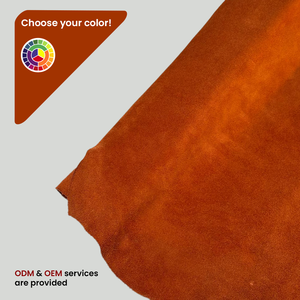Cuir de vachette suédé, texture velours, finition mate douce pour chaussures, sacs, accessoires, fournisseur OEM ODM, couleur personnalisée - Product Image 1