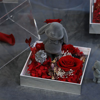Tc Fluwelen Roos Teddybeer Ornament Voor Beste Huisdecoratie Geconserveerde Rozen Acryl Box Valentines Dag Cadeau