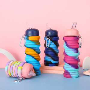 Bouteille d'eau en silicone sans BPA de 500 ml, type à pression, pour les activités de plein air et la rentrée scolaire, écologique pour la randonnée et les enfants - Product Image 4