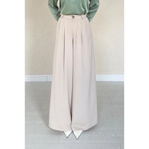 Pantalon plissé beige confortable pour femme, style évasé, taille élastique, léger, en mélange doux, coloré, décontracté, taille XL, idéal pour le bureau (vente en gros) - Product Image 2