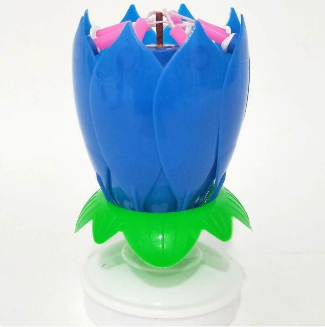 8 fleurs de lotus musicales rotatives [bleu]