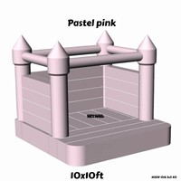 Château gonflable commercial rose pastel en PVC pour enfants, idéal pour la location de jeux d'extérieur