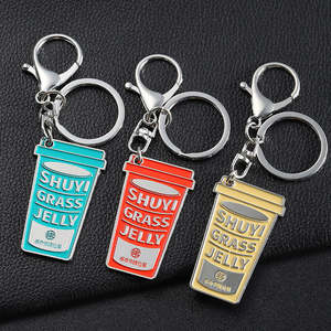 Esmalte duro logotipo personalizado metal mini bonito dos desenhos animados pérola chaveiro boba leite chá copo chaveiro/boba chá chaveiro - Product Image 6
