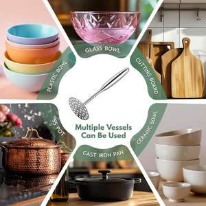 أوعية مطبخ هراسة مقاومة للصدأ بطاطس مهروسة مثالية خضروات هراسة متينة أوعية مطبخ - Product Image 5