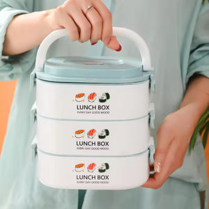 2025 Meilleure vente 1900ml en acier inoxydable à 3 niveaux Boîte à lunch ovale isolée Boîte à <span class=keywords><strong>repas</strong></span> empilable pour adultes - Product Image 2