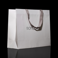 Luxury Brown Paperboard Custom Printed Gold Foil Logo Durable Recyclable Gift Bag for Shoes & Clothing Exhibitions