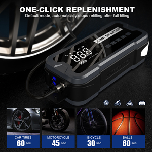 Salto per auto 24000mAh Power Bank 12v 24v 150PSI 4000A batteria di avviamento per auto con pompa ad aria e ponticello per gonfiaggio pneumatici - Product Image 4