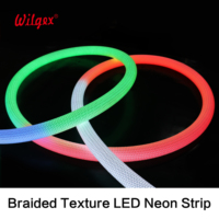 Cordon lumineux néon tressé de qualité supérieure avec gaine en tissu, résistant à la poussière et aux rayures, flexible et torsadable pour installation complexe