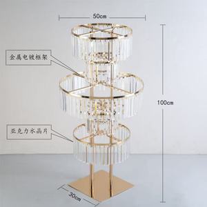 Vase suspendu élégant en métal doré et cristal, fournitures <span class=keywords><strong>de</strong></span> décoration <span class=keywords><strong>de</strong></span> mariage <span class=keywords><strong>de</strong></span> luxe, élégant candélabre porte-fleurs pour mariages - Product Image 3