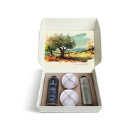 Set de Aceite de Oliva de Marca Propia Perilli, Caja de Regalo con 2 Jabones, Prensado en Frío, Orgánico, Italia, Colección de 4 Piezas