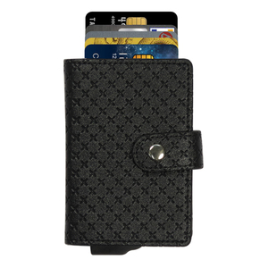 CardHoda Aluminum <b>RFID</b> Blocking Card Holder <b>Wallet</b> with PU Lining and Geometric Pattern Unisex Minimalist Design - Product Image 3