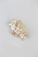 LUOXIN Vente directe usine – Élégant accessoire de cheveux de mariage fait main avec fleurs en argile, opale, cristal et feuille d'or