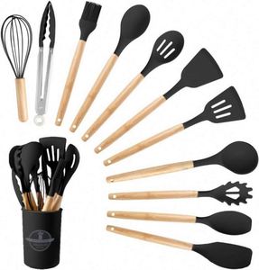 12Pcs Kitchen Accessories Cooking <b>Tools</b> Food Grade Kitchenware Spoon <b>Silicone</b> Cooking Kitchen Utensils Set With Storage Bucket - Product Image 1