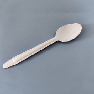 持続可能な環境に優しい製品 テーブルフォークナイフとスプーン トラベルサイズカトラリー 木製使い捨て食器 個包装スプーン - Product Image 1