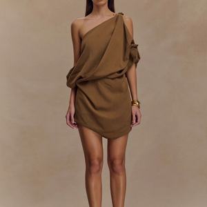 Vestido Mini Ajustado Estilo Occidental, Formal, sin Espalda, Elegante, de Verano, para Mujer, con un Solo Hombro Descubierto, Casual - Product Image 1