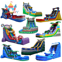 Château gonflable commercial pas cher avec toboggan aquatique et toboggan sec pour la location