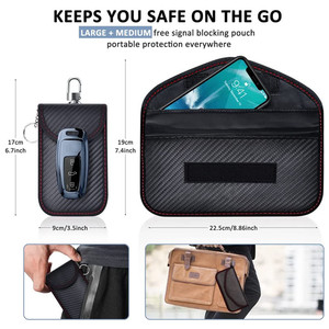Sac de blocage de signal Faraday pour clé de voiture, téléphones, bloqueur RFID, brouilleur GPS, protection antivol et de confidentialité, ensemble de pochettes - Product Image 3