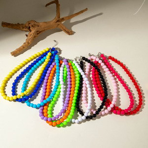 Collana di Perline alla Moda in Colori Dopamina, Stile Europeo <span class=keywords><strong>e</strong></span> Americano - Girocollo in Acrilico Semplice <span class=keywords><strong>e</strong></span> Versatile - Product Image 4
