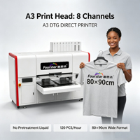 Printer DTG Semi-Otomatis Fourstar TX-6040 untuk Kaos, Hoodie, Kulit, Kain, Tinta DTF Ramah Lingkungan, Print Head I3200 Baru, Garansi 1 Tahun